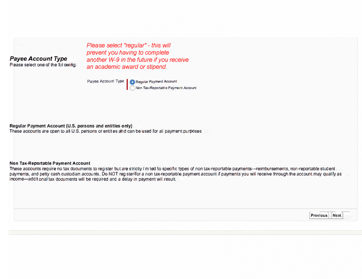 W9 - Page 2, showing how to indicate which account type should be paid