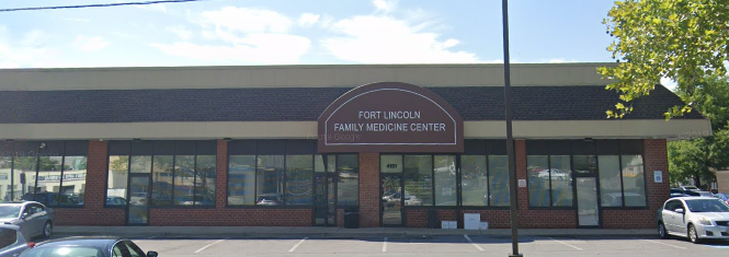 A building featuring the sign Fort LIncoln Medical Center