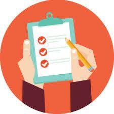 Graphic depicting hands checking off a list on a clipboard