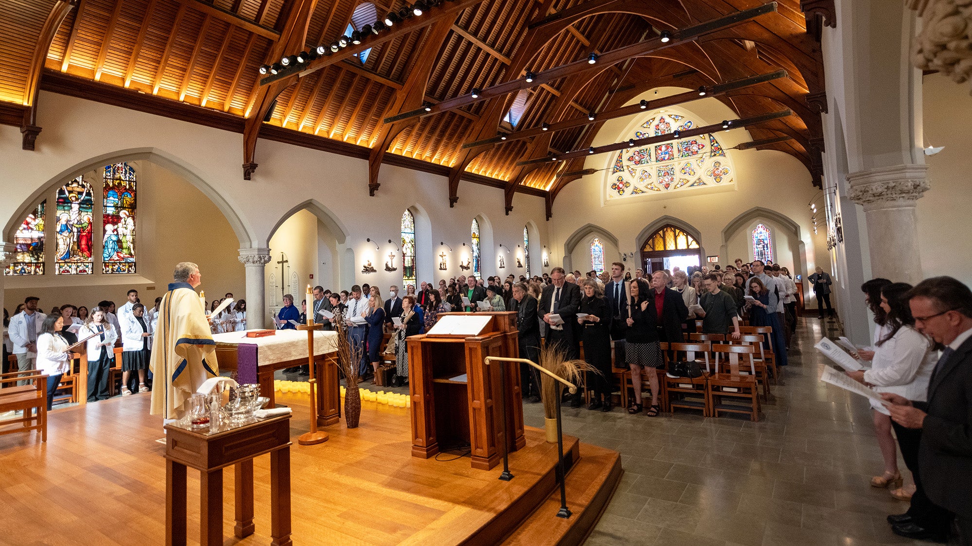 The interior of Dahlgren Chapel filled with those attending the Donor Mass