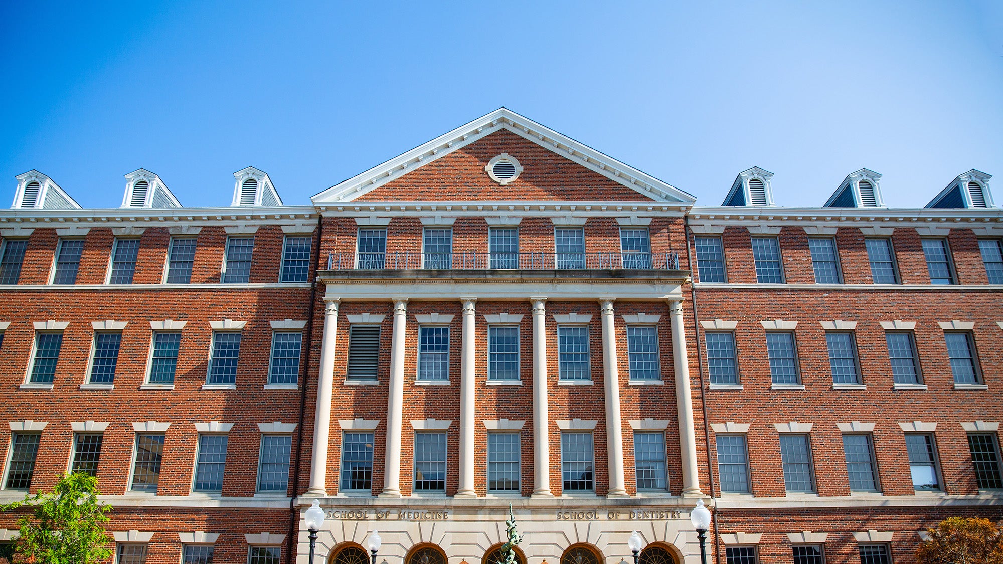 The Med-Dent building facade against a bright blue sky