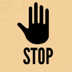 Illustration of a hand with the word STOP beneath