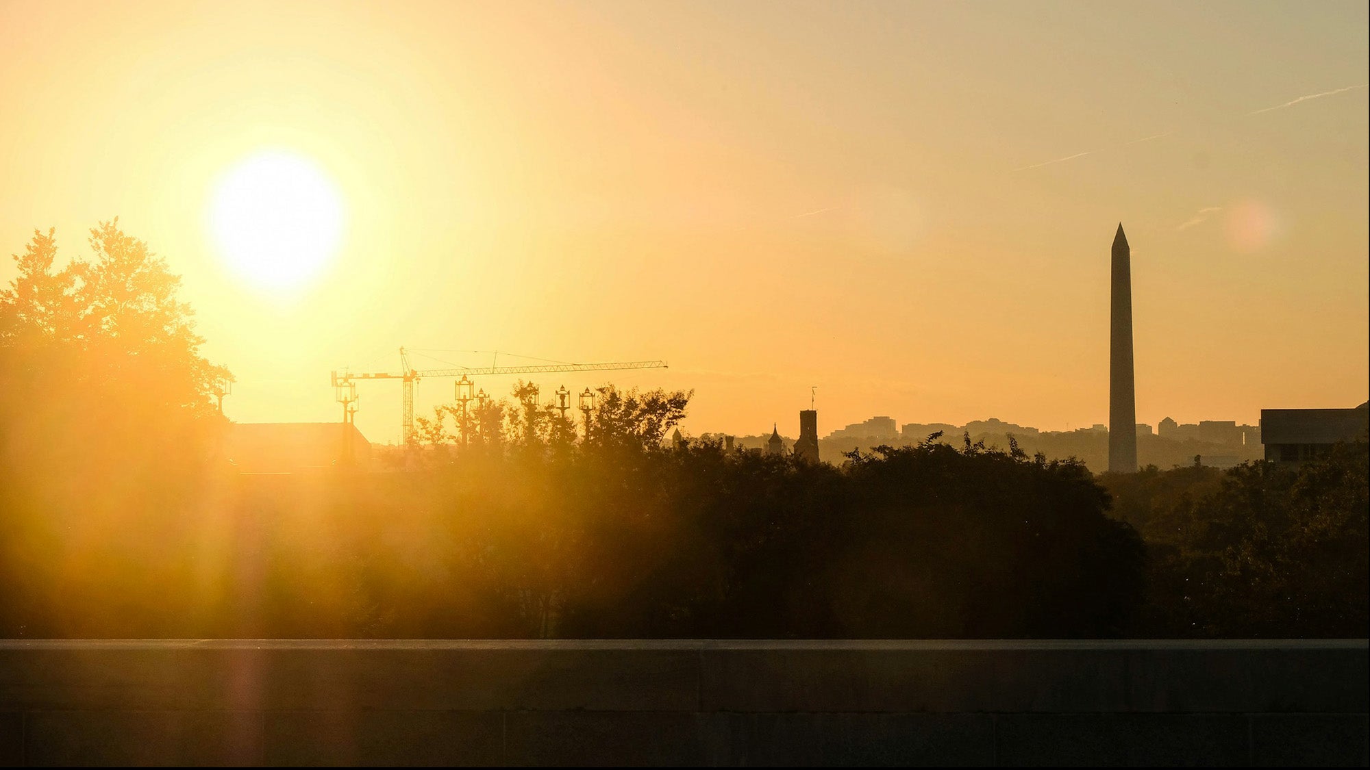 The DC skyline against the setting sun