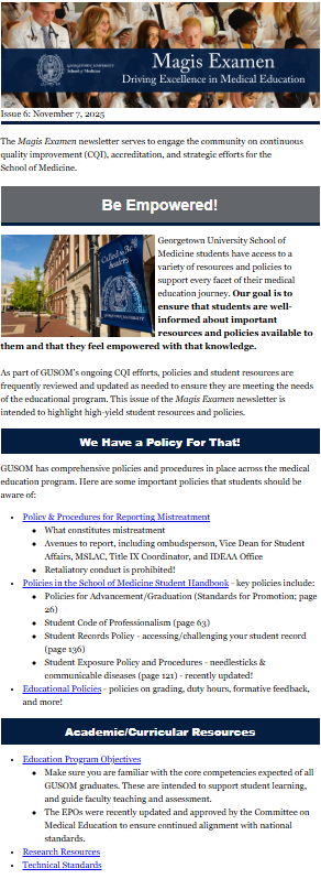 Portion of Magis Examen newsletter for decorative purposes