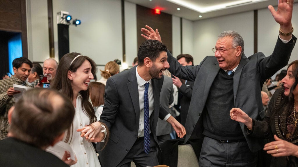 A medical student and his family celebrate his match