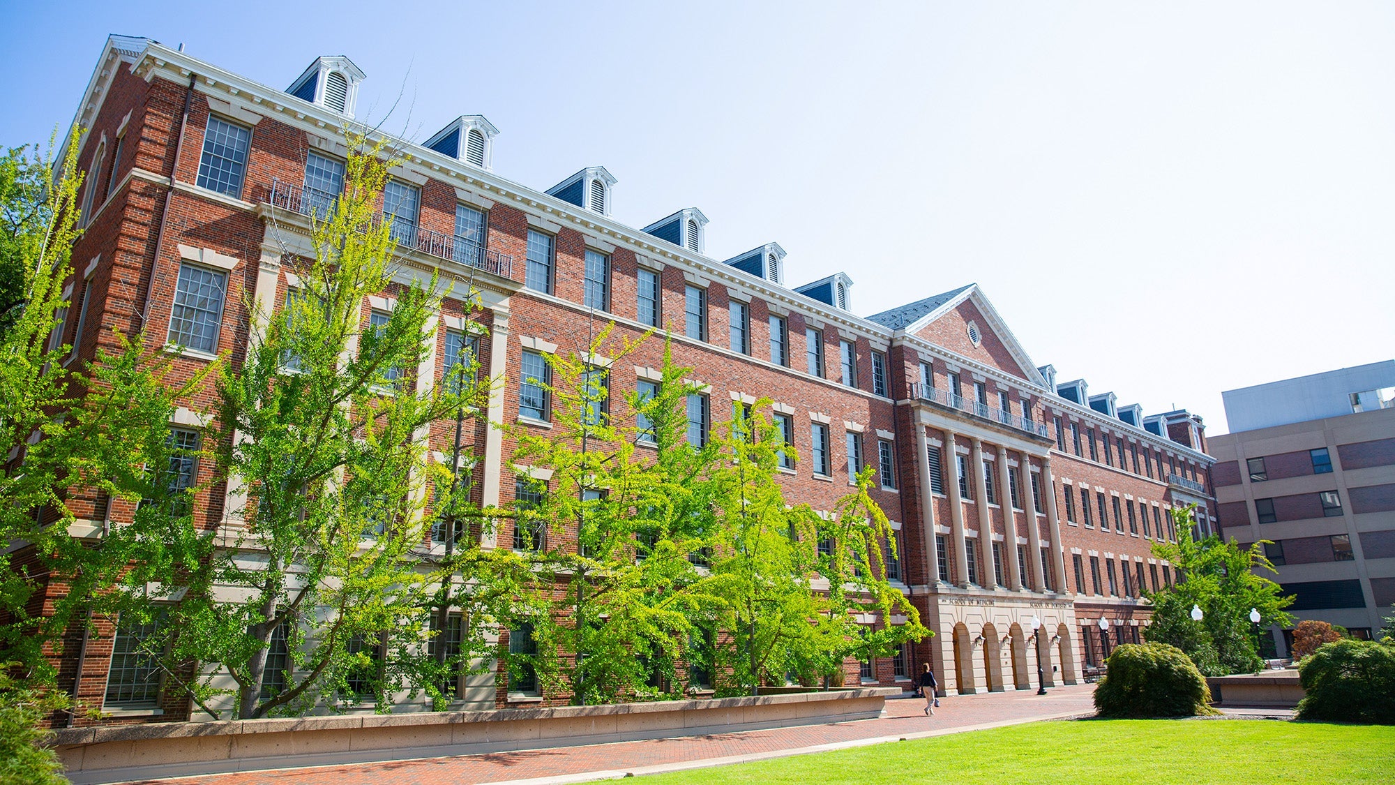 The Medical-Dental Building viewed from the outdoor podium area
